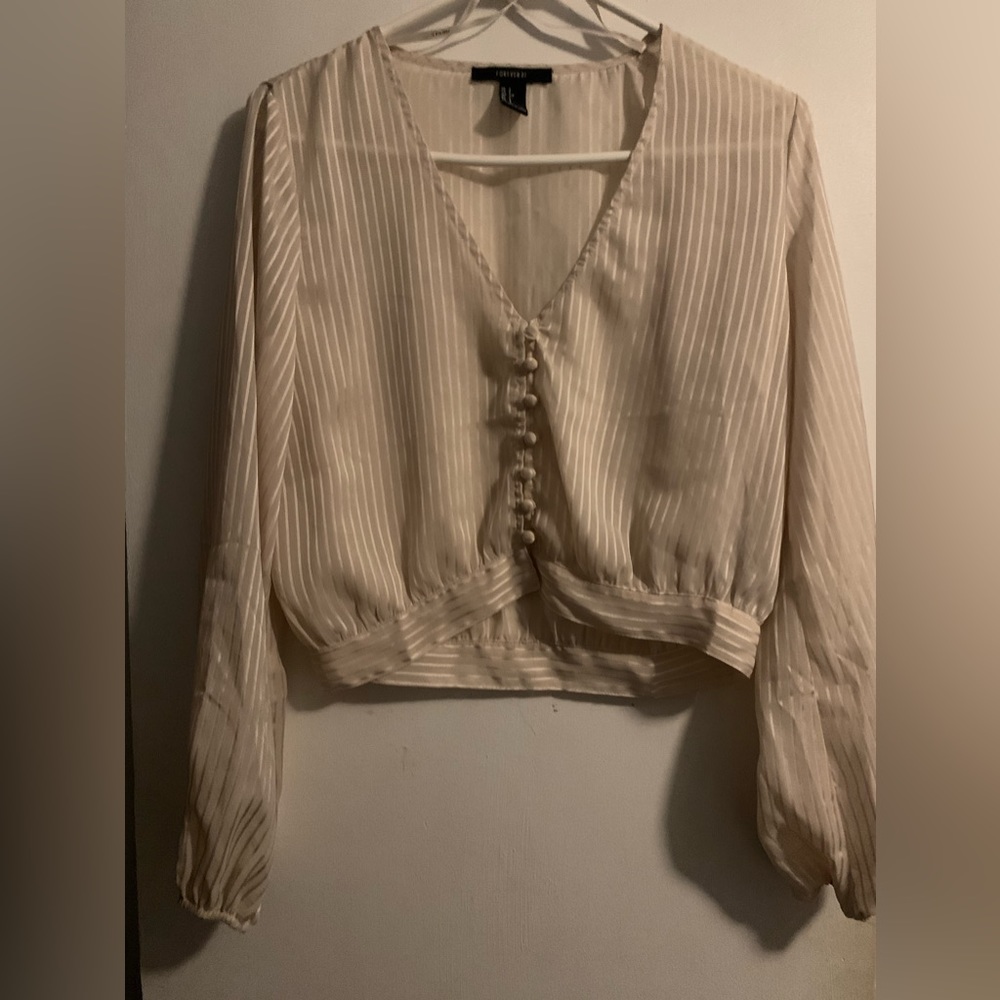 Cream cute button down - Picture 2 of 2